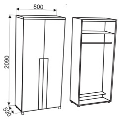 ASCOR nyíló ajtós gardrób – Modern gardróbszekrény polcokkal és akasztóval