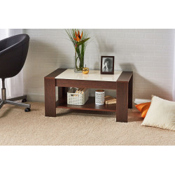 ASCOR dohányzóasztal – Üveglapos modern dohányzóasztal polccal