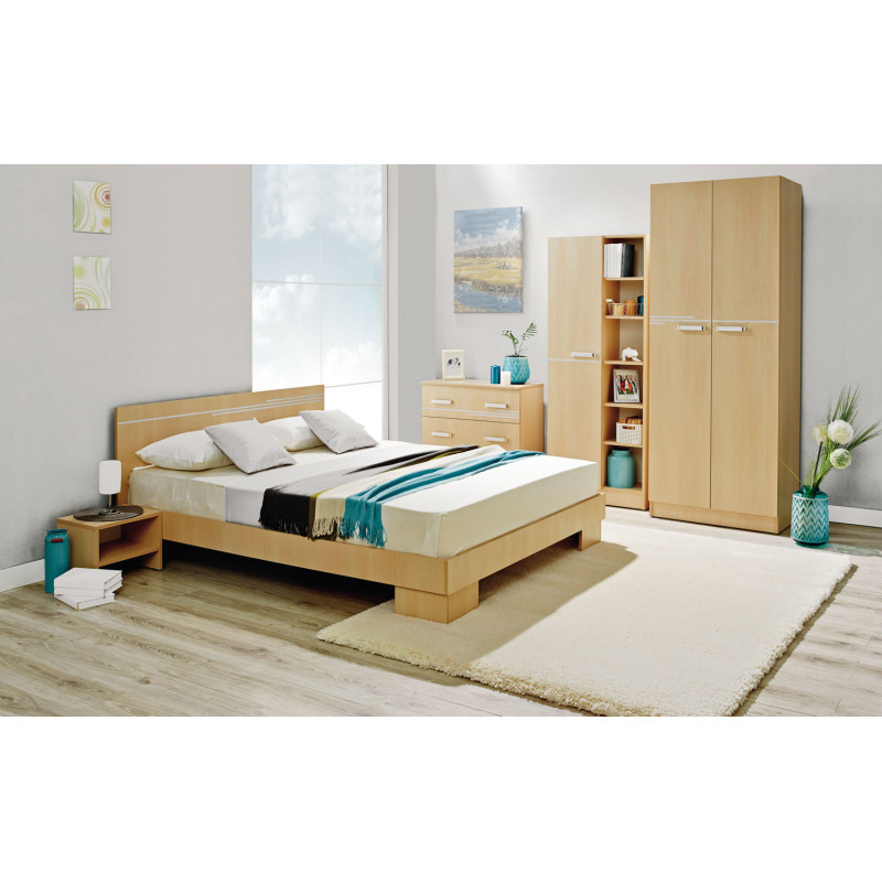 VARBO ágykeret – modern, természetes faerezetű ágykeret 160x200 cm