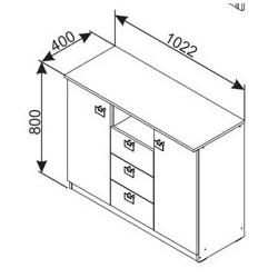 RIONA komód fiókokkal, ajtóval