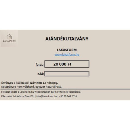 Lakásform Ajándékutalvány – tökéletes ajándék bármilyen alkalomra