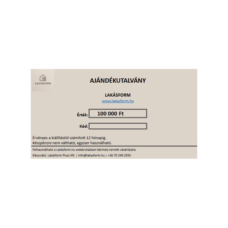 Lakásform Ajándékutalvány – tökéletes ajándék bármilyen alkalomra
