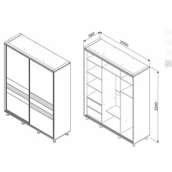 CARLIST gardrób – Tolóajtós, modern gardróbszekrény több méretben | Lakasform