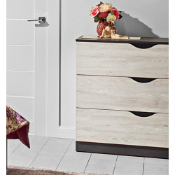 HAPPA 3 fiókos komód – modern, természetes faerezetű, elegáns tárolóbútor