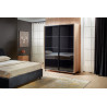 TARION gardrób fekete üveggel– modern tolóajtós szekrény, elegáns és helytakarékos kialakításban
