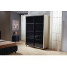 TARION gardrób fekete üveggel– modern tolóajtós szekrény, elegáns és helytakarékos kialakításban