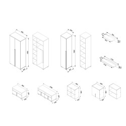 TEDU nappali bútorcsalád szürke-fehér sonoma – modern, praktikus elemes bútorok otthonra